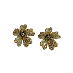 Laminated Gold Stone Flower Earrings | Costume Jewelry Store